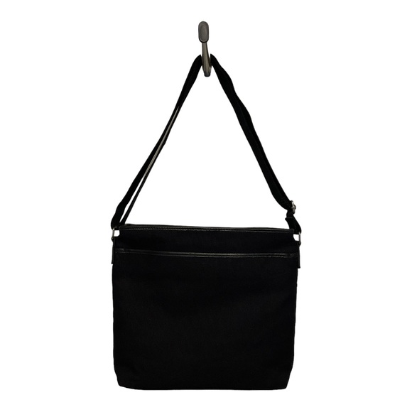 Levenger Crossbody Bag Purse Tote Canvas Leather Trim Black New Messenger - Picture 2 of 10